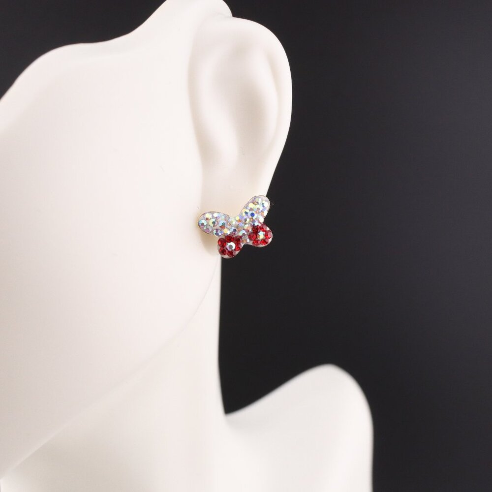 Women's 14k Gold CZ Butterfly Petite Stud Earrings with Secure Screw Post **‎